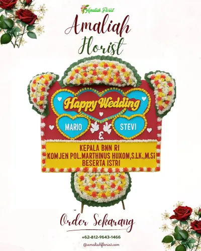 Karangan Papan Bunga Pernikahan di Ciandam